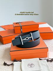 Hermes Belt Jumbo Buckle & Reversible Leather Strap 32mm Black / Chocolate Epsom Silver - 5