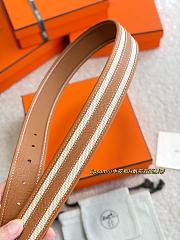 Hermes Sadlle Riviera 38 Reversible Leather Belt Brown Epsom Silver - 6