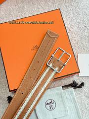 Hermes Sadlle Riviera 38 Reversible Leather Belt Brown Epsom Silver - 5