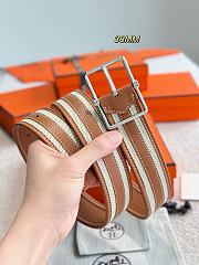 Hermes Sadlle Riviera 38 Reversible Leather Belt Brown Epsom Silver - 4