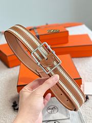 Hermes Sadlle Riviera 38 Reversible Leather Belt Brown Epsom Silver - 3
