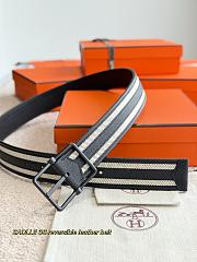 Hermes Sadlle Riviera 38 Reversible Leather Belt Black Epsom Black - 2