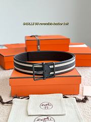 Hermes Sadlle Riviera 38 Reversible Leather Belt Black Epsom Black - 5
