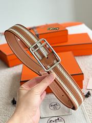 Hermes Half Cod Riviera 38 Reversible Leather Belt Brown Epsom Silver - 6