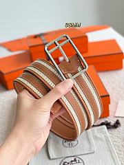 Hermes Half Cod Riviera 38 Reversible Leather Belt Brown Epsom Silver - 4