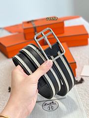 Hermes Half Cod Riviera 38 Reversible Leather Belt Black Epsom Black - 6