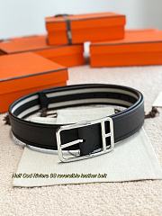Hermes Half Cod Riviera 38 Reversible Leather Belt Black Epsom Black - 4