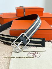 Hermes Half Cod Riviera 38 Reversible Leather Belt Black Epsom Black - 5
