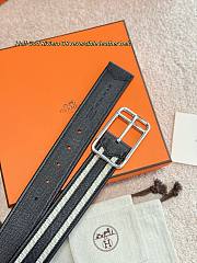 Hermes Half Cod Riviera 38 Reversible Leather Belt Black Epsom Black - 2
