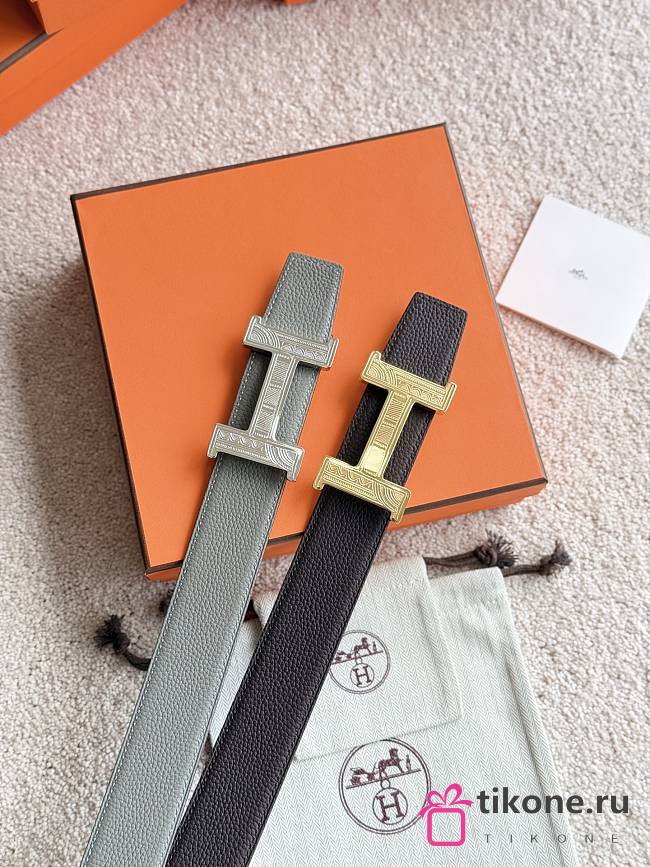 Hermes Constance Touareg Buckle & Reversible Leather Strap 38mm Gray Epsom Silver / Chocolate Epsom Gold - 1