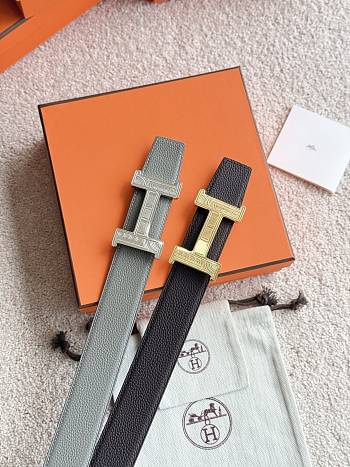 Hermes Constance Touareg Buckle & Reversible Leather Strap 38mm Gray Epsom Silver / Chocolate Epsom Gold
