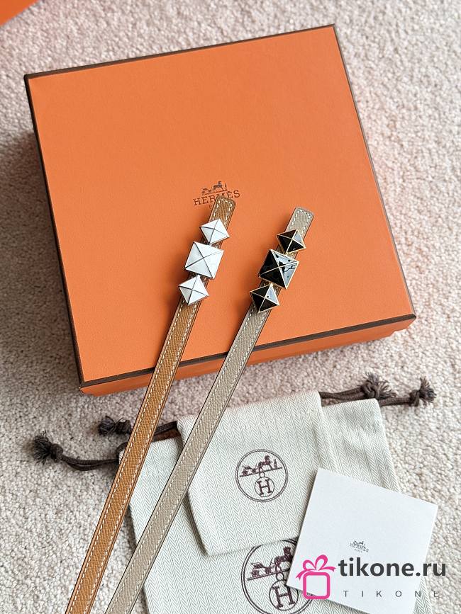 Hermes Fibbia Da Cintura 1925 & Pelle Reversibile Per Cintura 13mm Brown / Taupe - 1