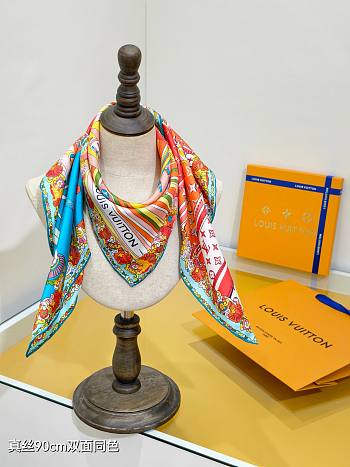 LV Multicolor The World is Yours Silk Scarf 