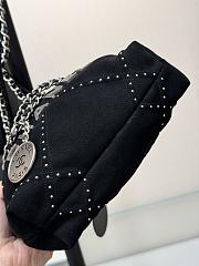 Chanel 22 Mini Handbag Suede Calfskin Studs Silver Tone Metal Black - 20x19x6cm - 3