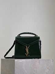 YSL Cassandra Mini Top Handle Bag In Patent Leather Green - 20×16×7.5cm - 1