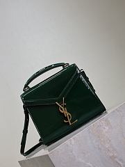 YSL Cassandra Mini Top Handle Bag In Patent Leather Green - 20×16×7.5cm - 6