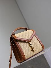 YSL Cassandra Mini Top Handle Bag In Raffia Natural - 20×16×7.5cm - 5