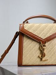 YSL Cassandra Mini Top Handle Bag In Raffia Natural - 20×16×7.5cm - 2
