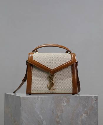 YSL Cassandra Mini Top Handle Bag In Canvas Natural - 20×16×7.5cm