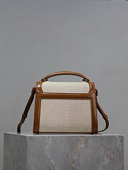 YSL Cassandra Mini Top Handle Bag In Canvas Natural - 20×16×7.5cm - 5