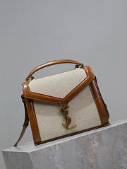 YSL Cassandra Mini Top Handle Bag In Canvas Natural - 20×16×7.5cm - 4