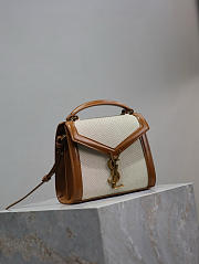 YSL Cassandra Mini Top Handle Bag In Canvas Natural - 20×16×7.5cm - 3