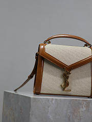 YSL Cassandra Mini Top Handle Bag In Canvas Natural - 20×16×7.5cm - 2