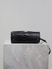 YSL Cassandra Mini Top Handle Bag In Crocodile Embossed Leather Black - 20×16×7.5cm - 3