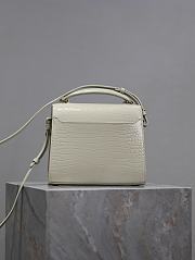 YSL Cassandra Mini Top Handle Bag In Crocodile Embossed Leather White - 20×16×7.5cm - 5