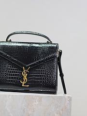 YSL Cassandra Top Handle Bag In Crocodile Embossed Leather Black - 24.5×20×11.5cm - 4