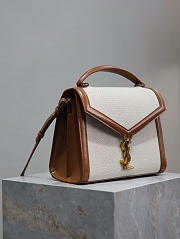 YSL Cassandra Top Handle Bag In Canvas Natural - 24.5×20×11.5cm - 4