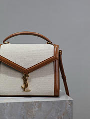 YSL Cassandra Top Handle Bag In Canvas Natural - 24.5×20×11.5cm - 2