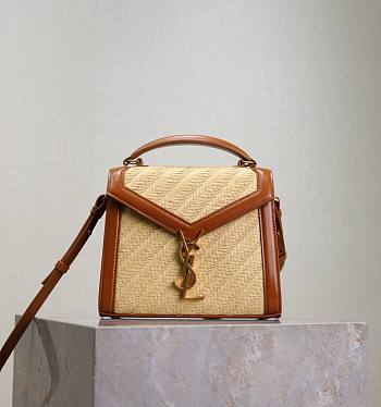 YSL Cassandra Mini Top Handle Bag In Raffia Natural - 20×16×7.5cm