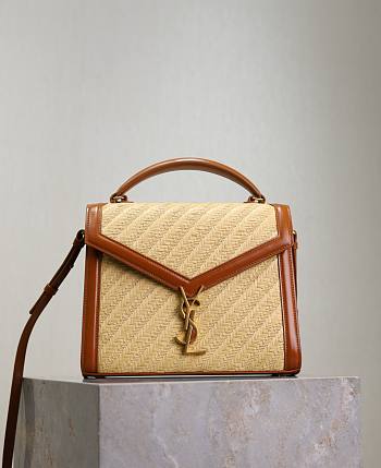 YSL Cassandra Top Handle Bag In Raffia Natural - 24.5×20×11.5cm
