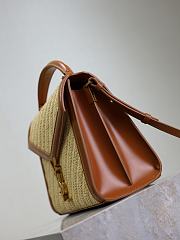 YSL Cassandra Top Handle Bag In Raffia Natural - 24.5×20×11.5cm - 6
