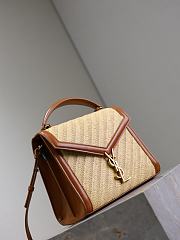 YSL Cassandra Top Handle Bag In Raffia Natural - 24.5×20×11.5cm - 5