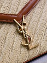 YSL Cassandra Top Handle Bag In Raffia Natural - 24.5×20×11.5cm - 3