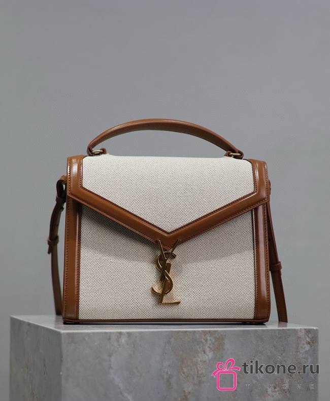 YSL Cassandra Top Handle Bag In Canvas Natural - 24.5×20×11.5cm - 1