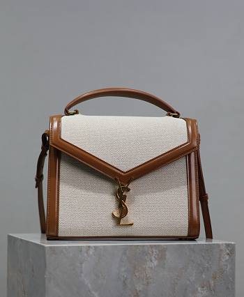 YSL Cassandra Top Handle Bag In Canvas Natural - 24.5×20×11.5cm