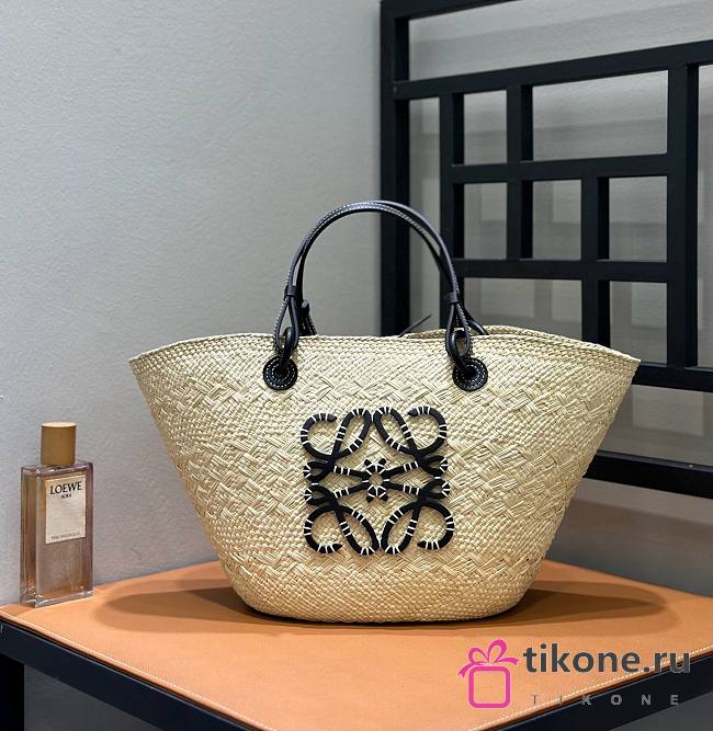 Loewe Anagram Basket Bag Raffia In Black - 46x24x15cm - 1