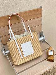 Loewe x Paula's Ibiza Small Square Raffia Basket Bag White - 26x22x10cm - 4