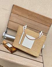 Loewe x Paula's Ibiza Small Square Raffia Basket Bag White - 26x22x10cm - 2