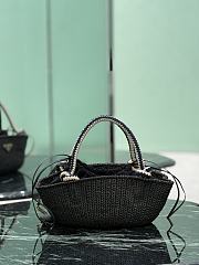 Prada Black Small Crochet Bag Raffia Natural 1BA463 - 26x14x11cm - 2