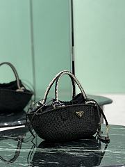 Prada Black Small Crochet Bag Raffia Natural 1BA463 - 26x14x11cm - 3