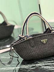 Prada Black Small Crochet Bag Raffia Natural 1BA463 - 26x14x11cm - 4