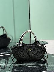 Prada Black Small Crochet Bag Raffia Natural 1BA463 - 26x14x11cm - 5