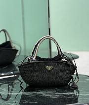 Prada Black Small Crochet Bag Raffia Natural 1BA463 - 26x14x11cm - 1