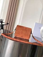 Celine Teen Triomphe Bag In Nubuck Calfskin Camel - 18.5x13.5x7cm - 6