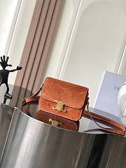 Celine Teen Triomphe Bag In Nubuck Calfskin Camel - 18.5x13.5x7cm - 5