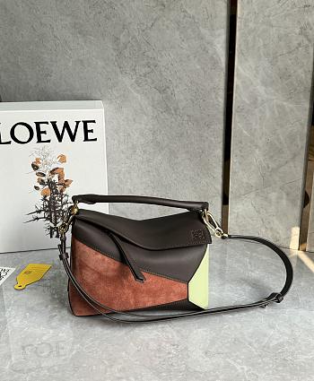  Loewe Small Puzzle Bag In Classic Calfskin And Suede Multicolor - 24x16.5x10.5cm